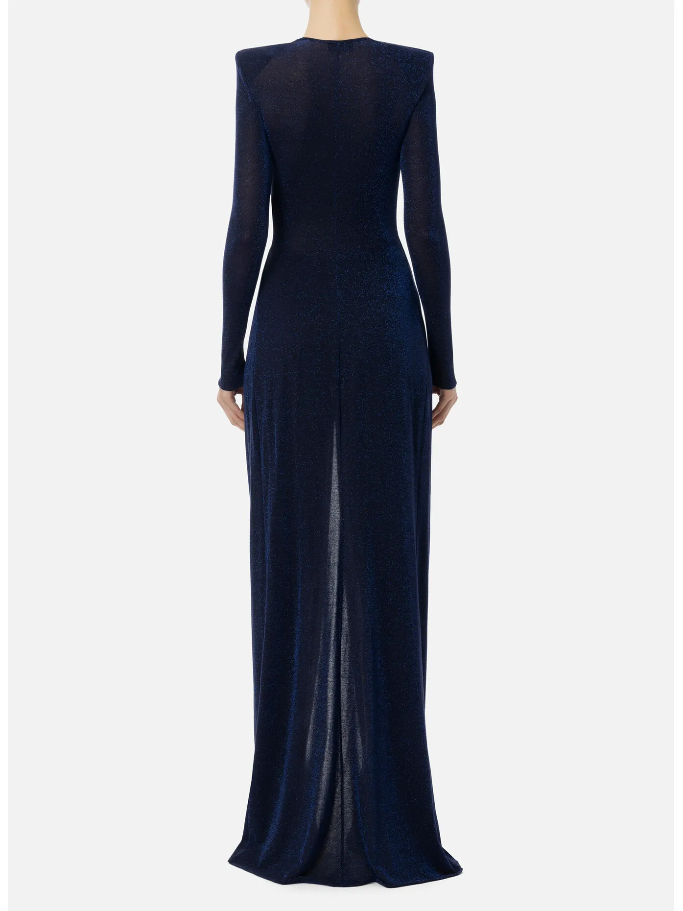     -ELISABETTA FRANCHI    -ABITO RED CARPET LUREX CON NODO E ACCESSORIO LOGO-