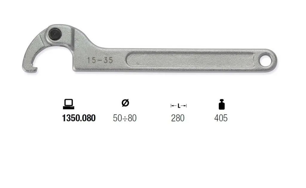 1350.080 CHIAVE A SETTORE SNODATA MUNDIAL Ø50÷80 L=280 NASELLO QUADRO 