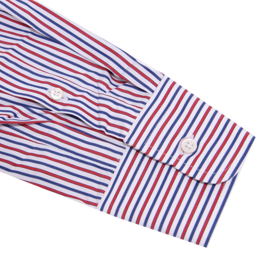 8181AA camicia uomo SARTORIA CAMPO white blue red stripes shirt cotton man