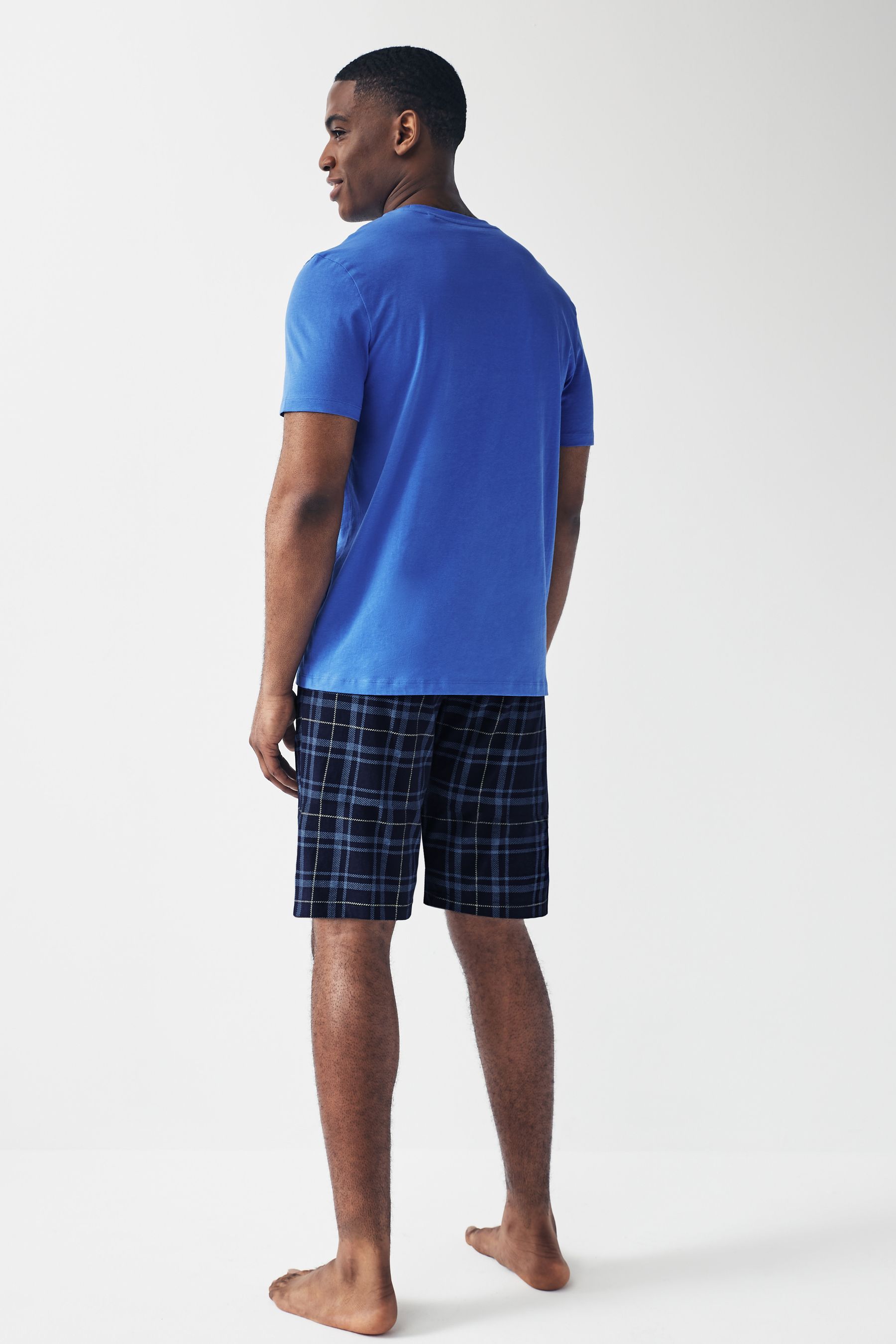 A quadri - Completo pigiama con shorts in cotone
