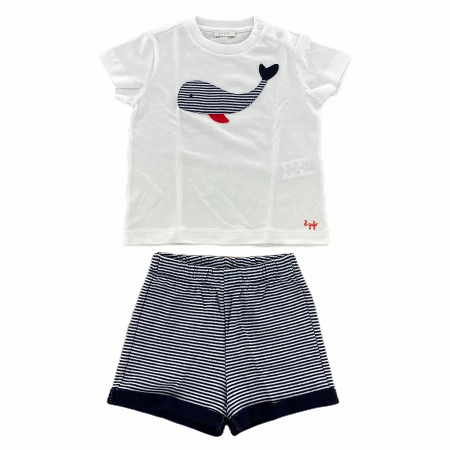 A44 completo maglia + shorts bimbo BOY IL GUFO t-shirt + shorts kids