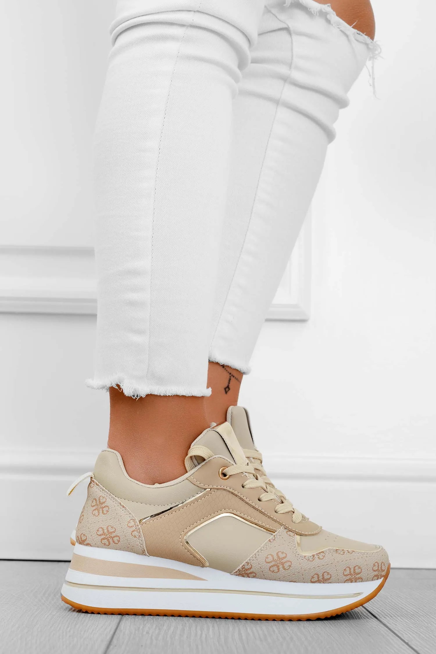 ABBEY - Sneakers beige a fantasia