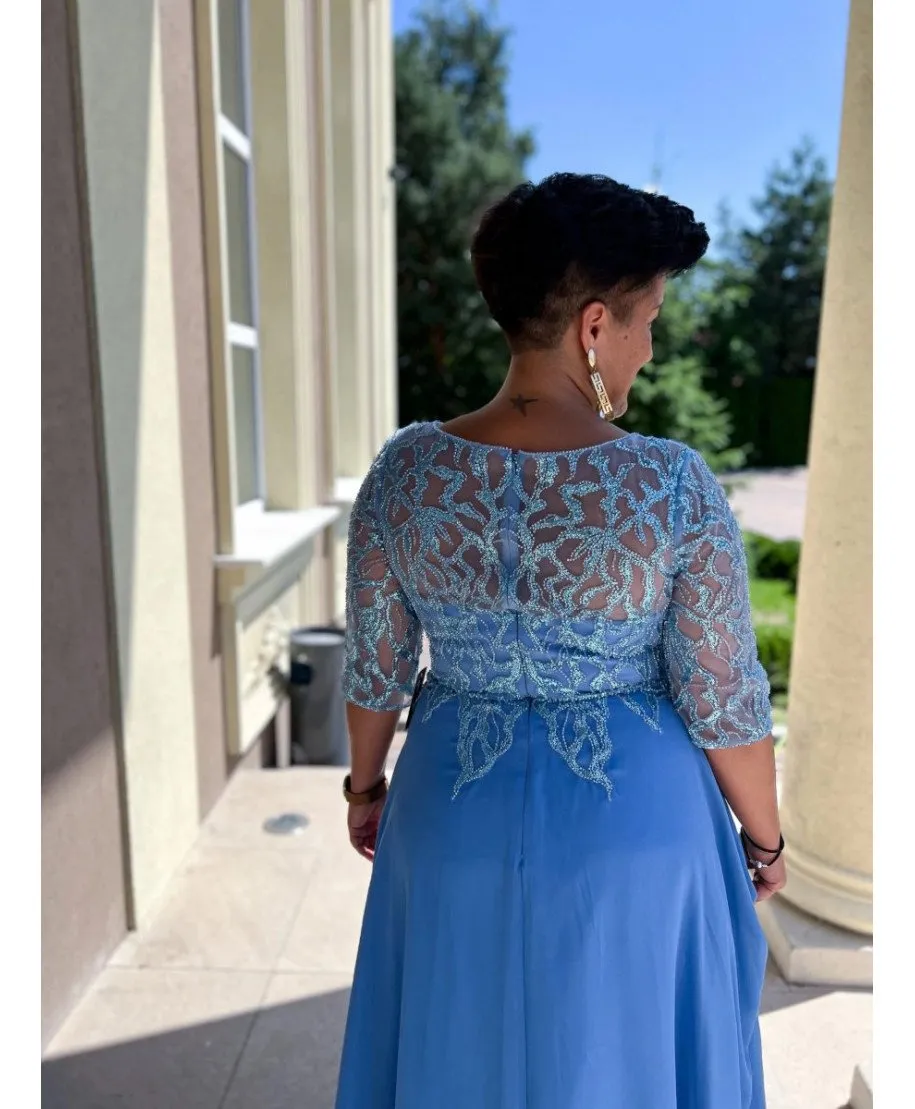 Abito da sera, lungo - Taglie forti - Manica 3/4 - Elsa chiffon