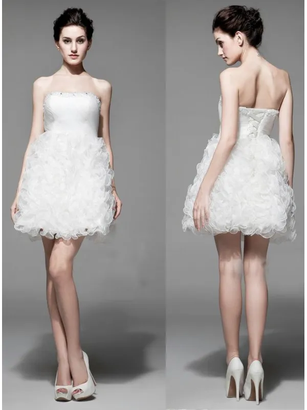 Abito da Sposa Asimmetrico con coda rimovibile in Organza