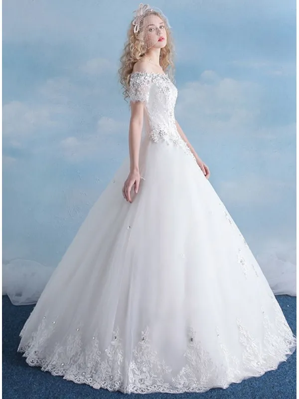 Abito da Sposa da Principessa online con scollo a barchetta