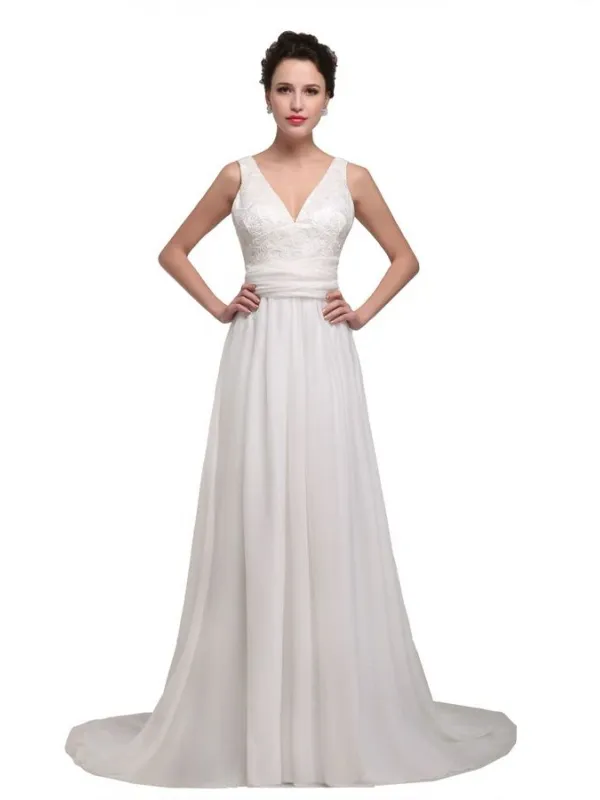 Abito da sposa in georgette molto semplice ma elegante economico online su internet
