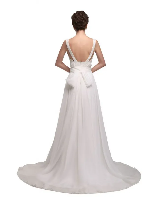 Abito da sposa in georgette molto semplice ma elegante economico online su internet