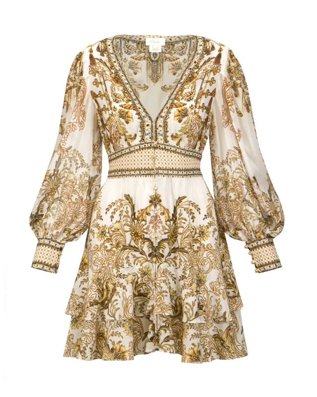 Abito in seta Camilla Button Front Frill