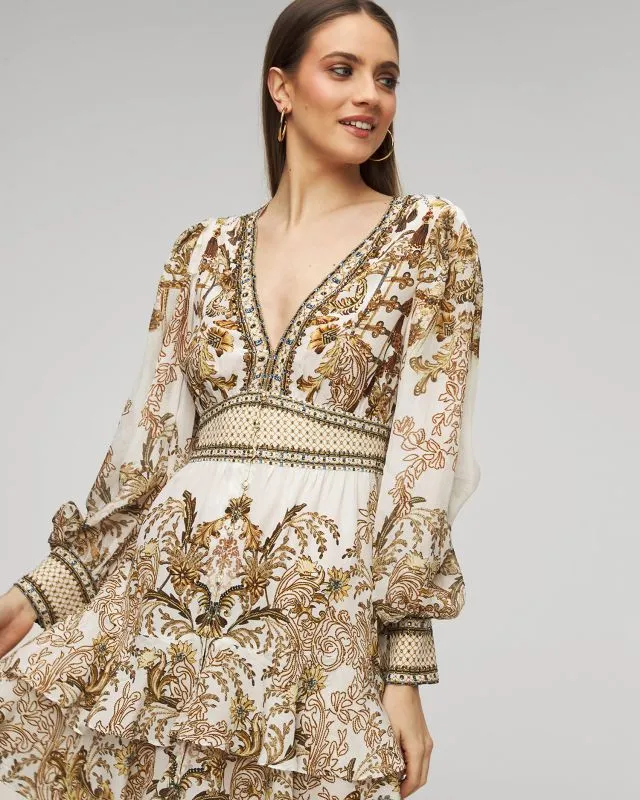 Abito in seta Camilla Button Front Frill