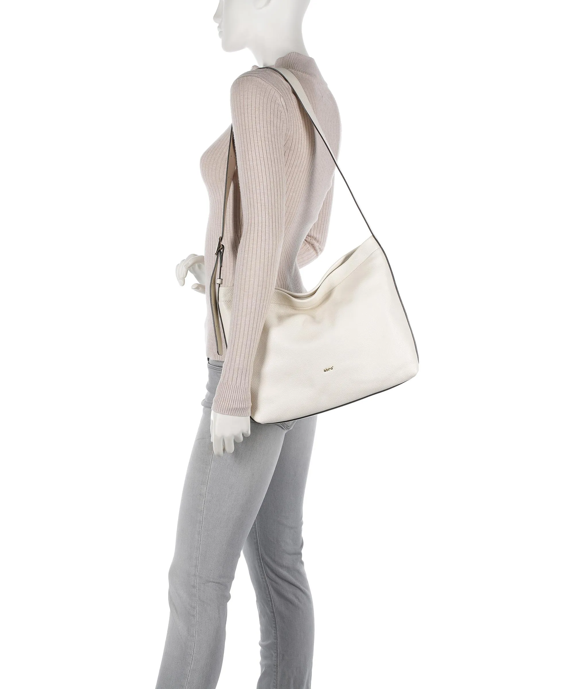  Abro Dalia 11AM Borsa hobo pelle di vacchetta grana avorio  