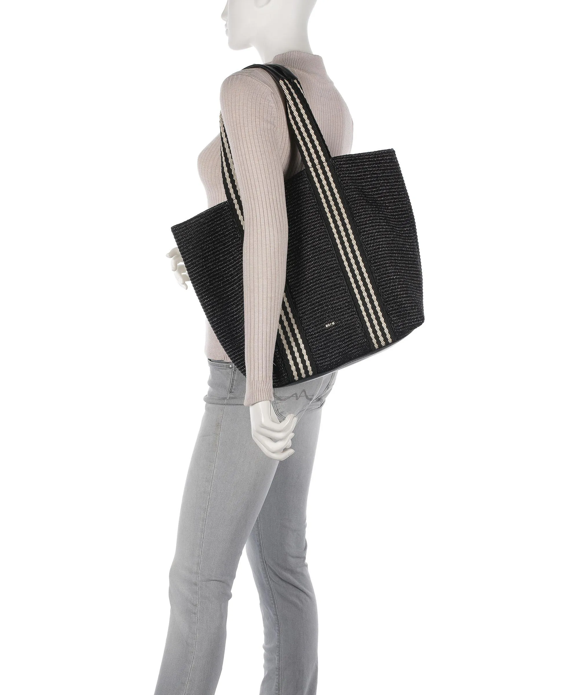  Abro Raffia Kaia Borsa shopper sintetico nero  