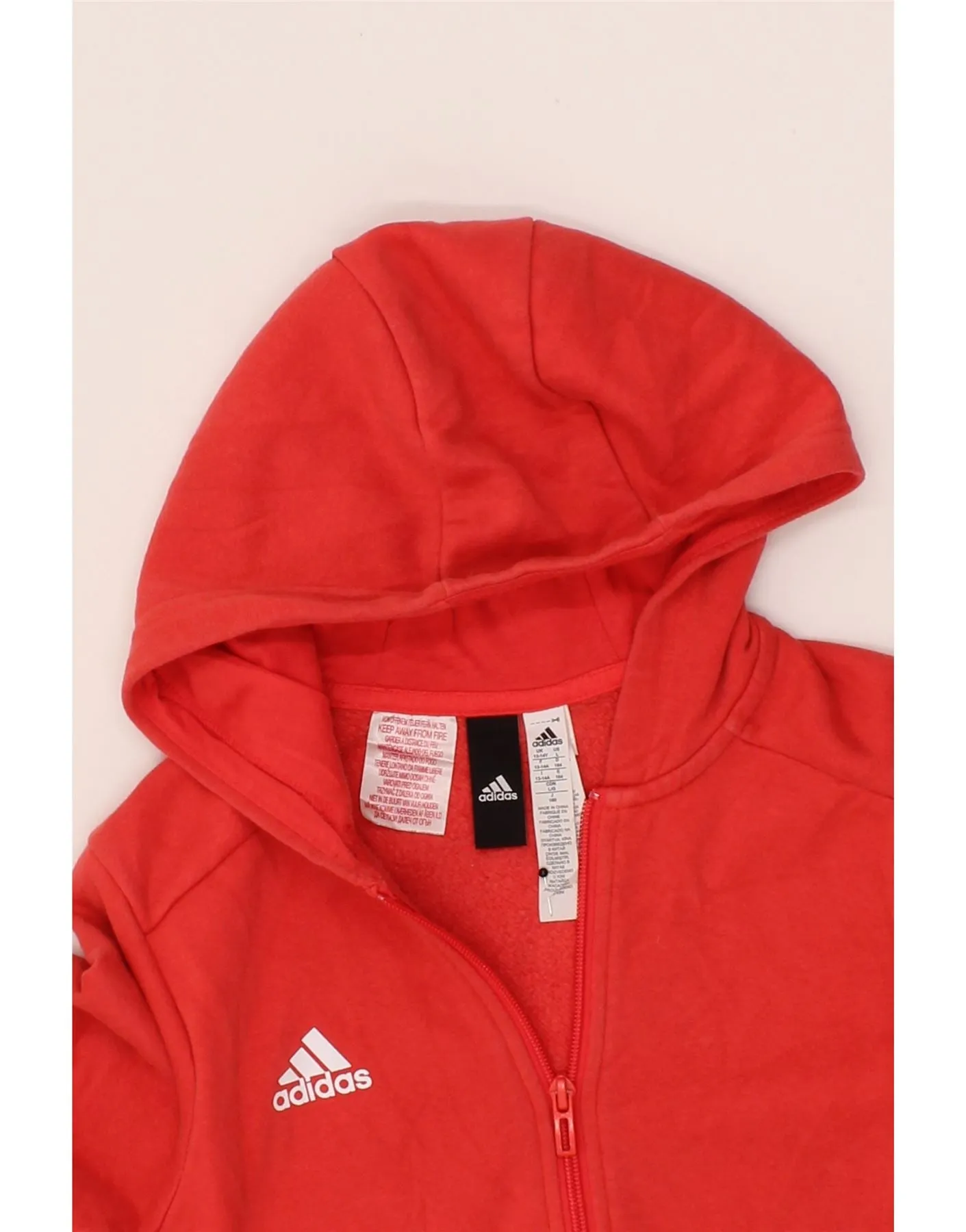 ADIDAS Girls Graphic Zip Hoodie Sweater 13-14 Years  Orange Cotton
