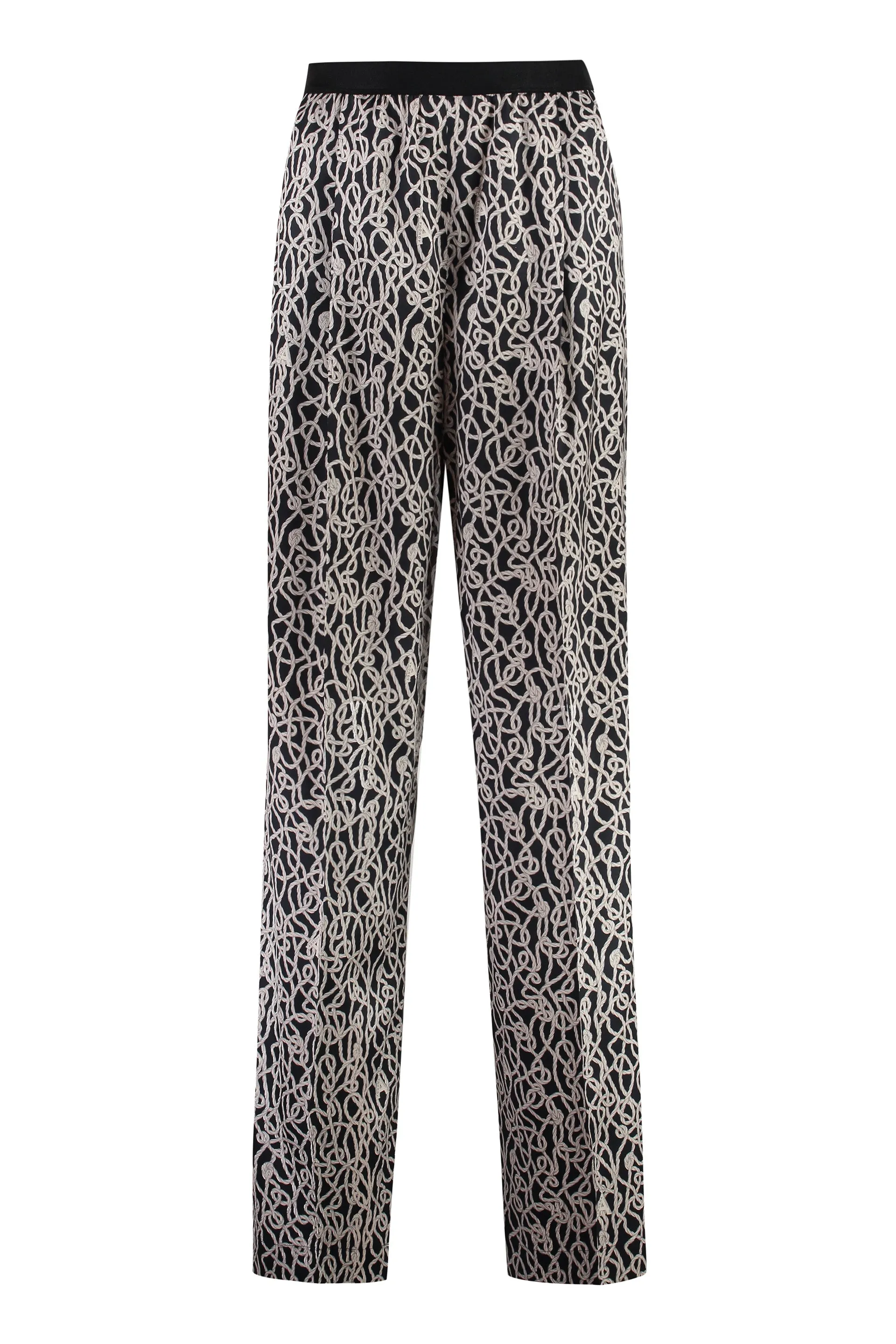 Agnona Pantaloni in seta stampata