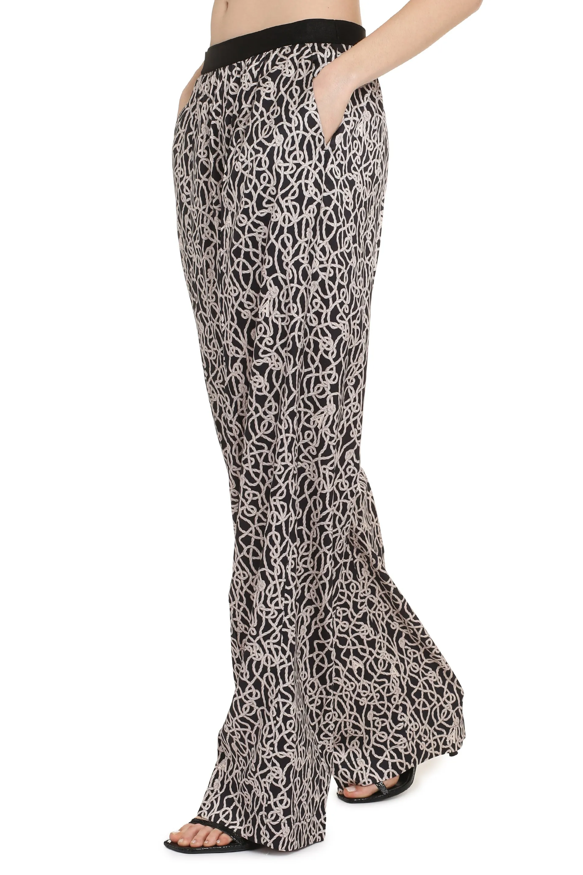 Agnona Pantaloni in seta stampata