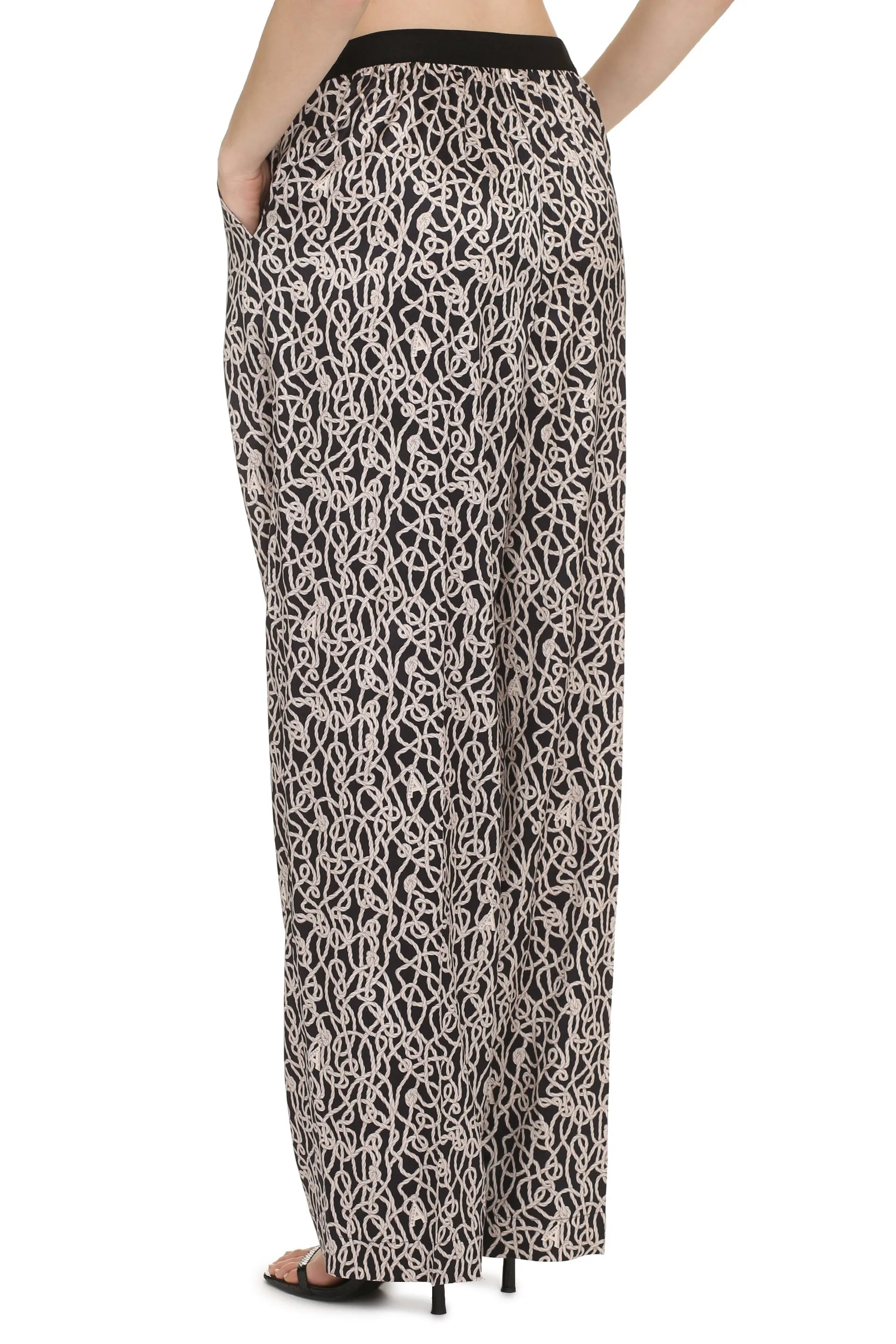 Agnona Pantaloni in seta stampata