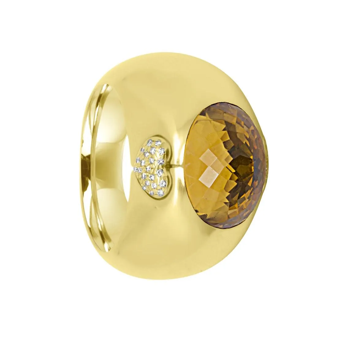 Anello a fascia in oro giallo con diamanti e pietra semipreziosa mis 14
