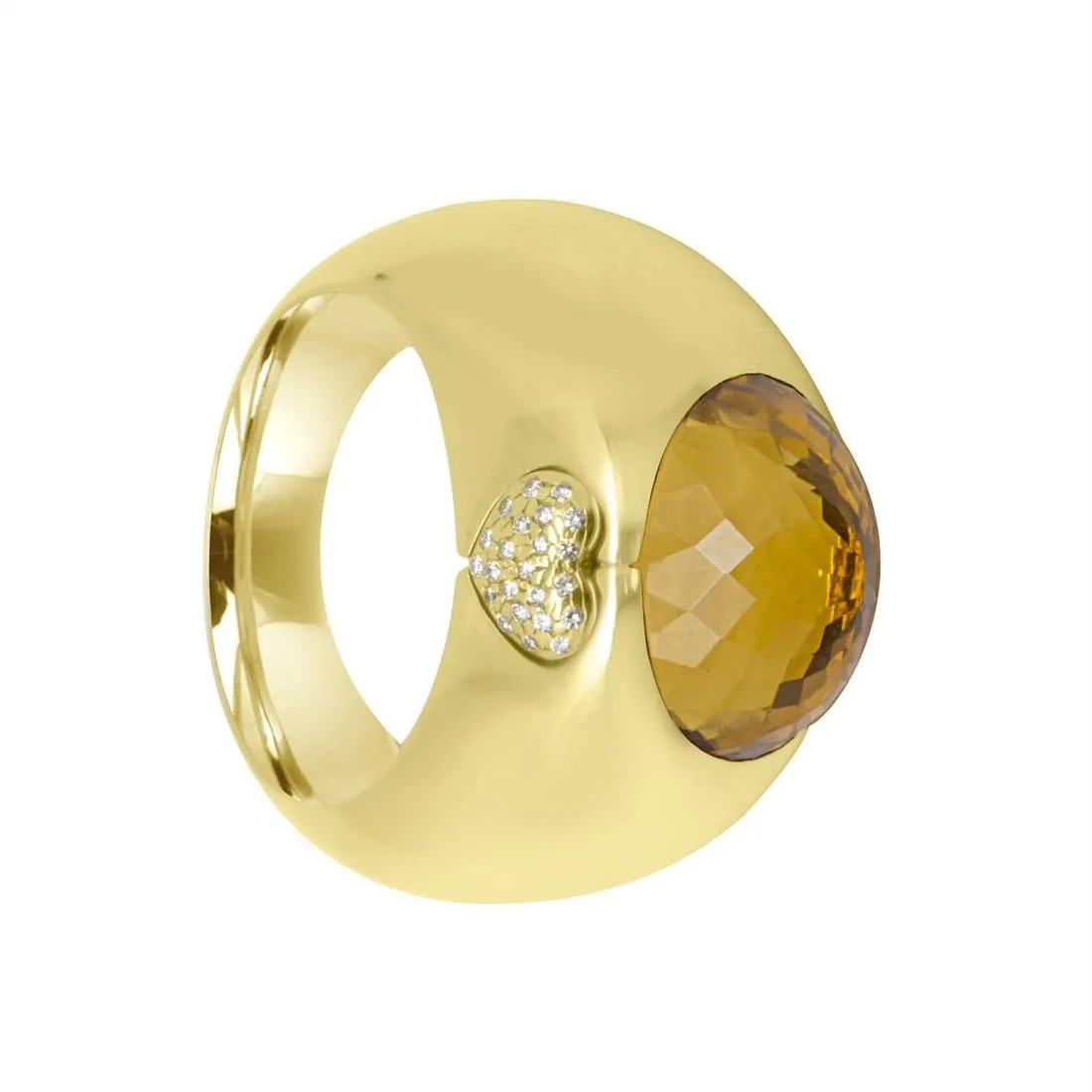 Anello a fascia in oro giallo con diamanti e pietra semipreziosa mis 14