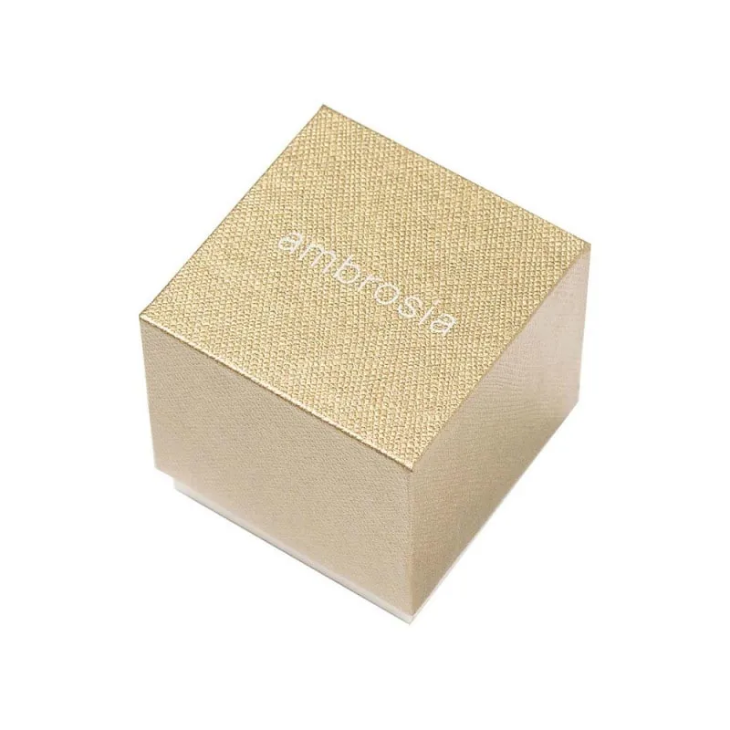 Anello Solitario Ambrosia in Oro Bianco con Zirconi Bianchi e Verde