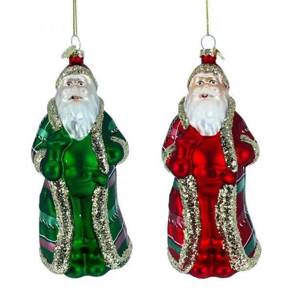 Babbo Natale con abito Scozzese in Vetro – H 14 cm