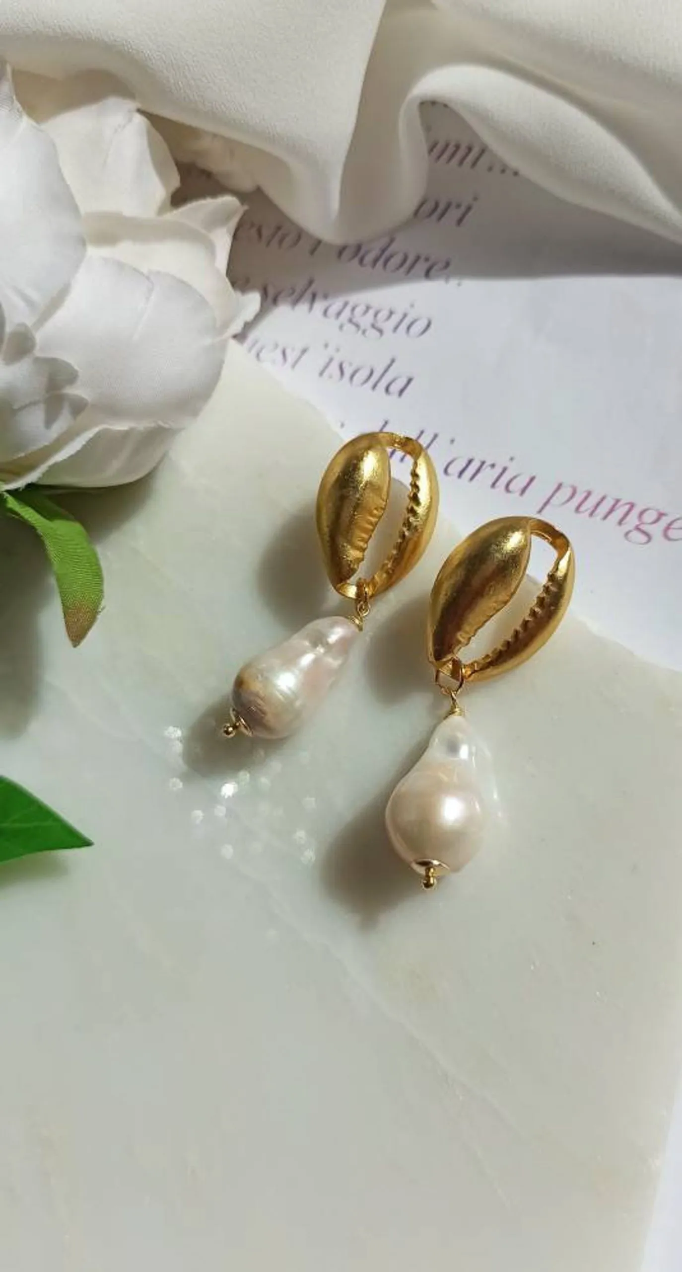 Baroque Pearl Earrings with Shells