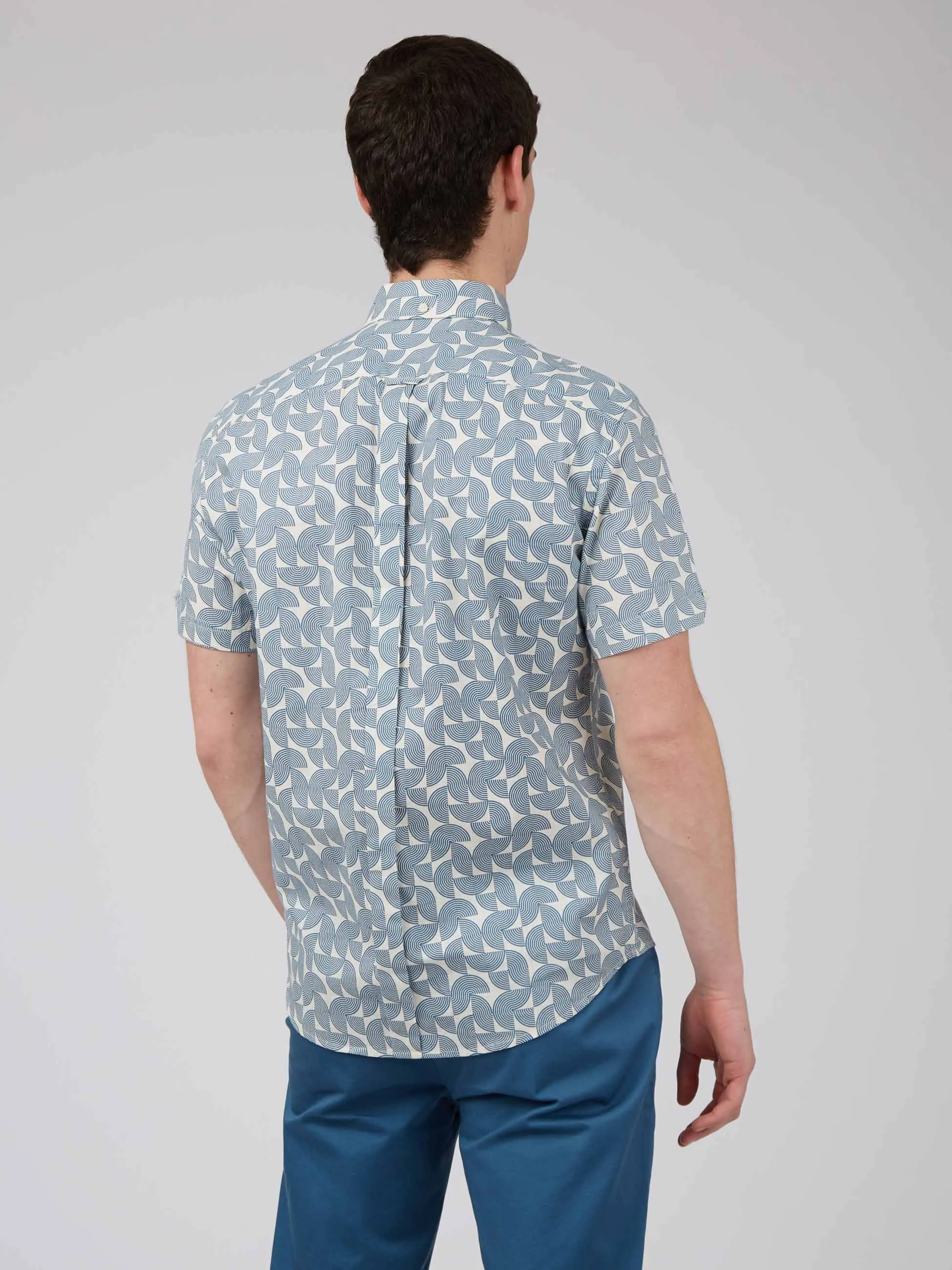 Ben Sherman Camicia Stampa Geo Block Celeste