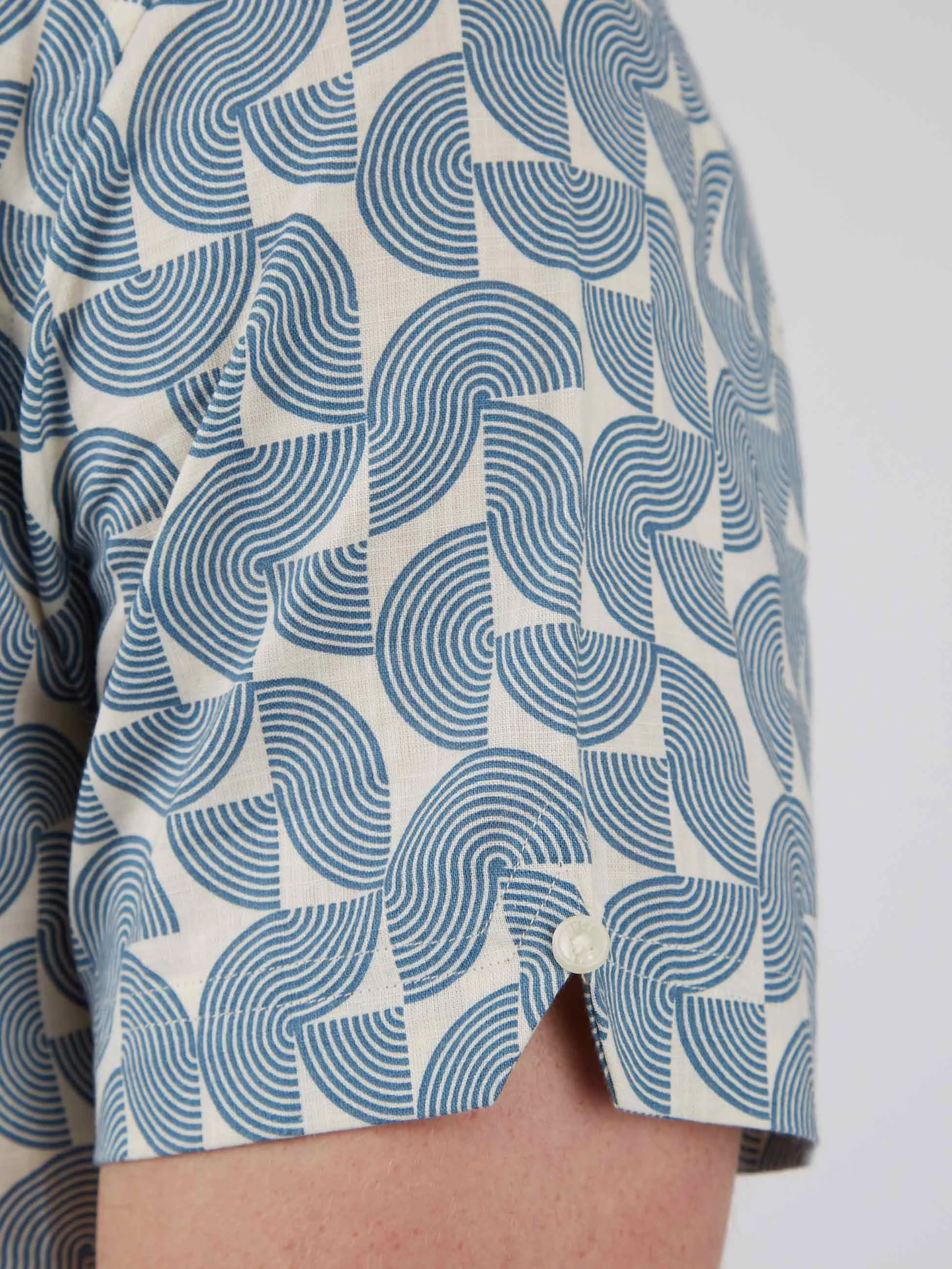 Ben Sherman Camicia Stampa Geo Block Celeste
