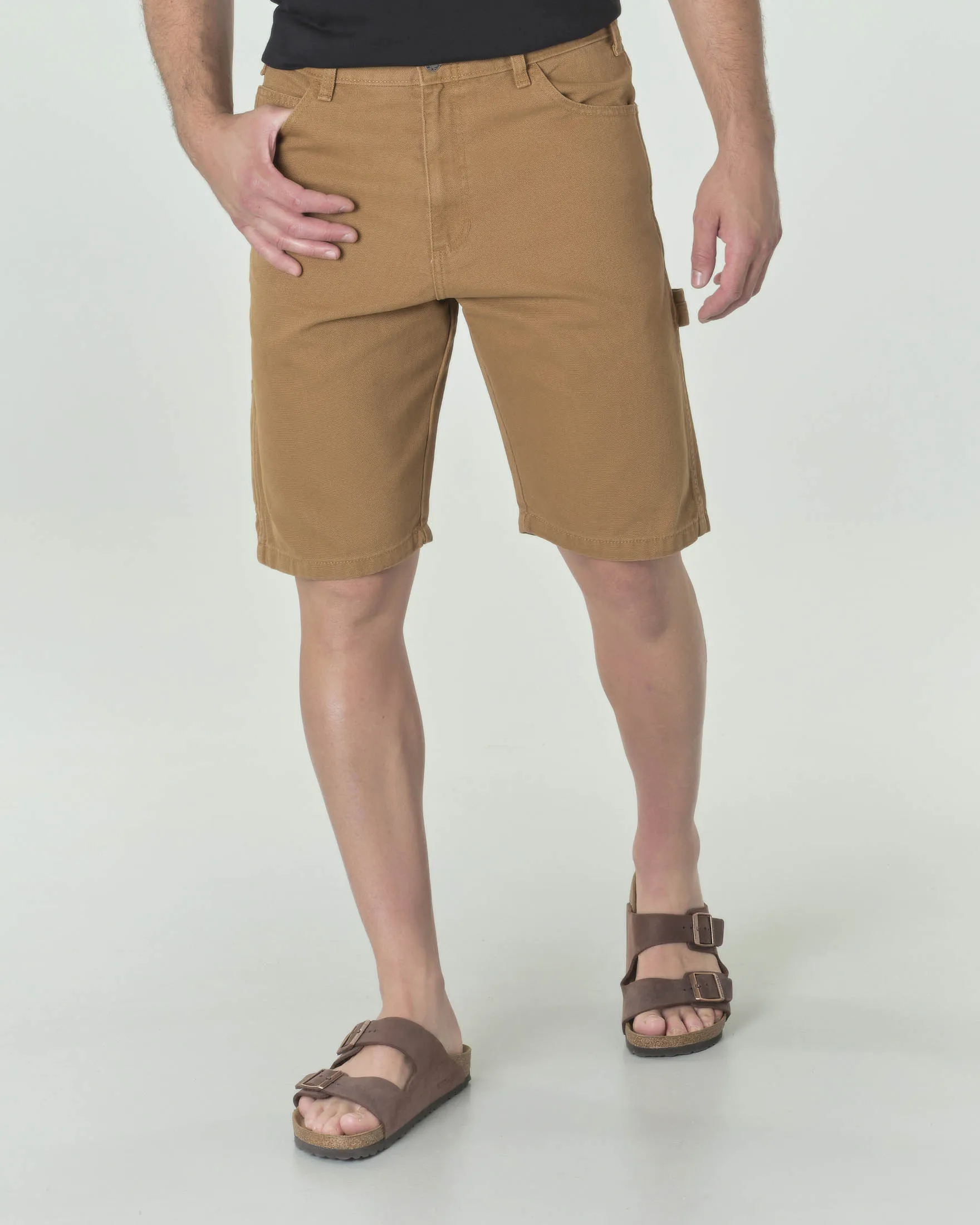 Bermuda work carpenter color caramello in canvas di cotone
