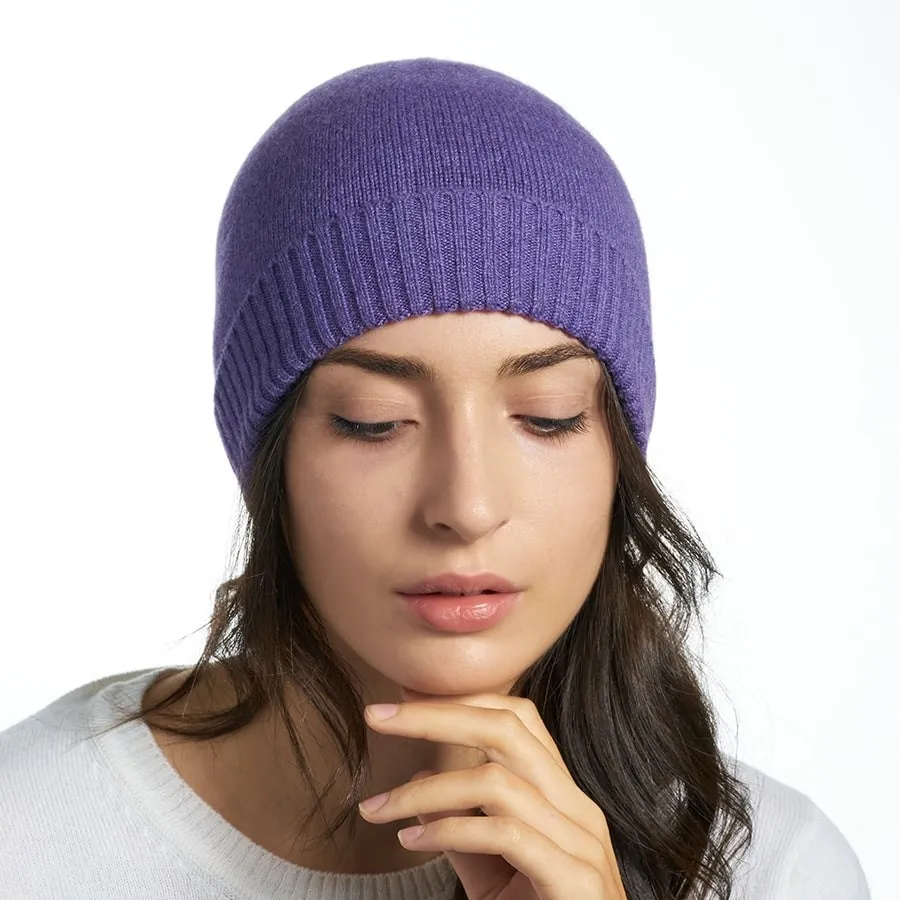Berretto LIFE viola mélange in cashmere