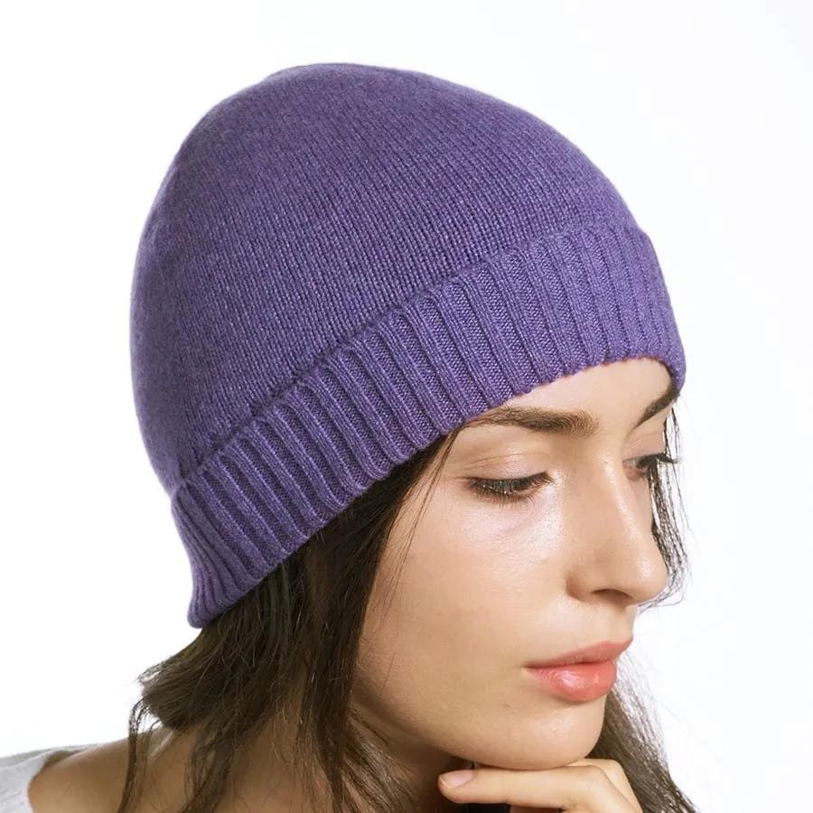 Berretto LIFE viola mélange in cashmere