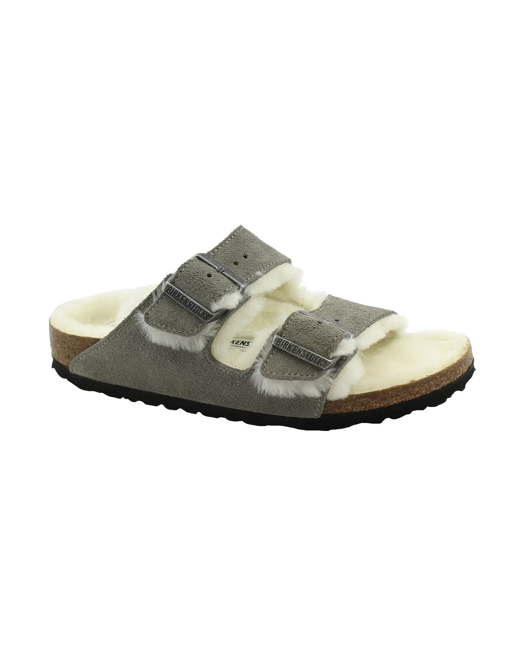 BIRKENSTOCK ARIZONA SHEARLING 1017403 stone coin grigio ciabatta donna fibbie lana