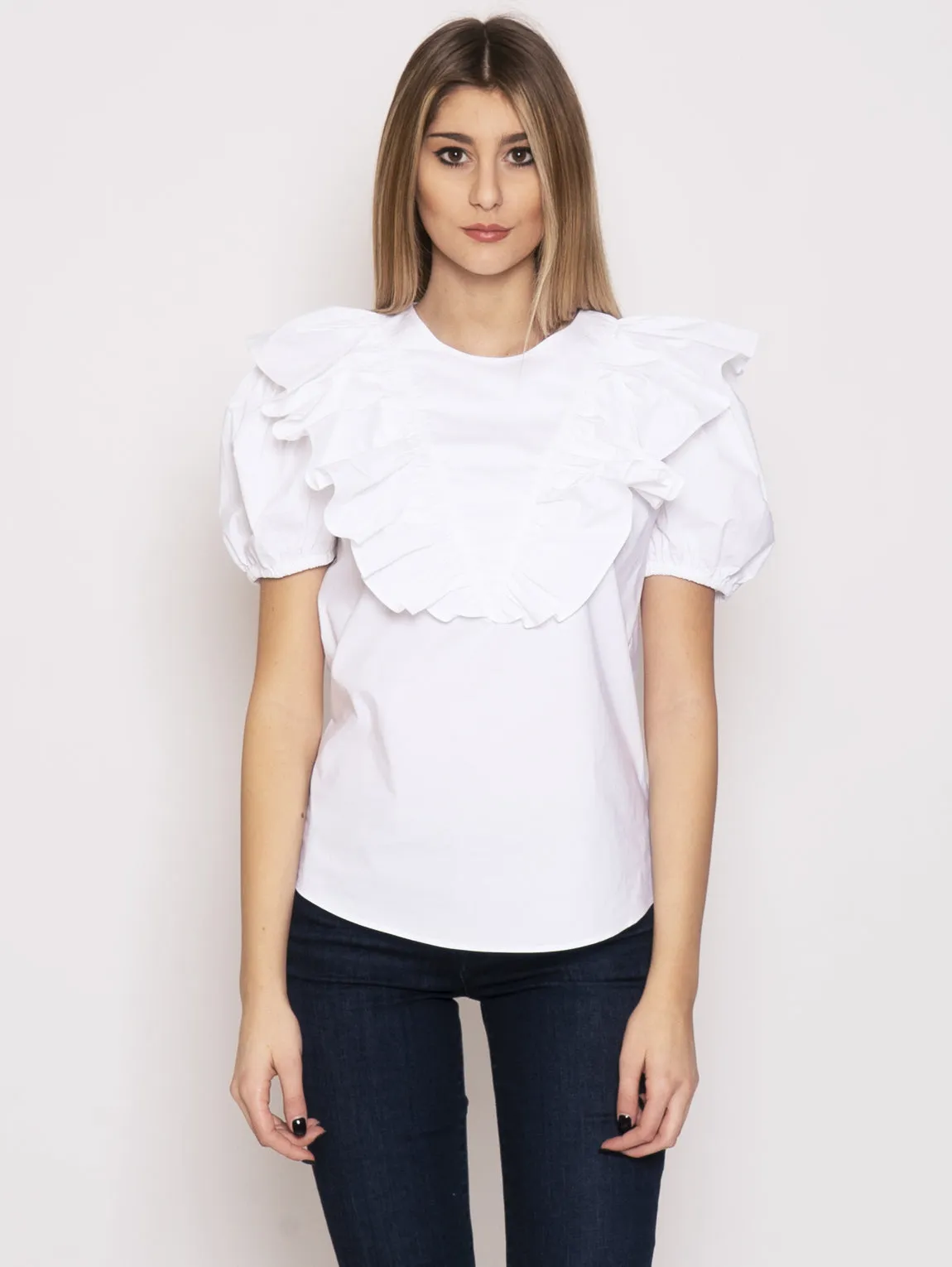 Blusa con Volant Spiedini Bianco