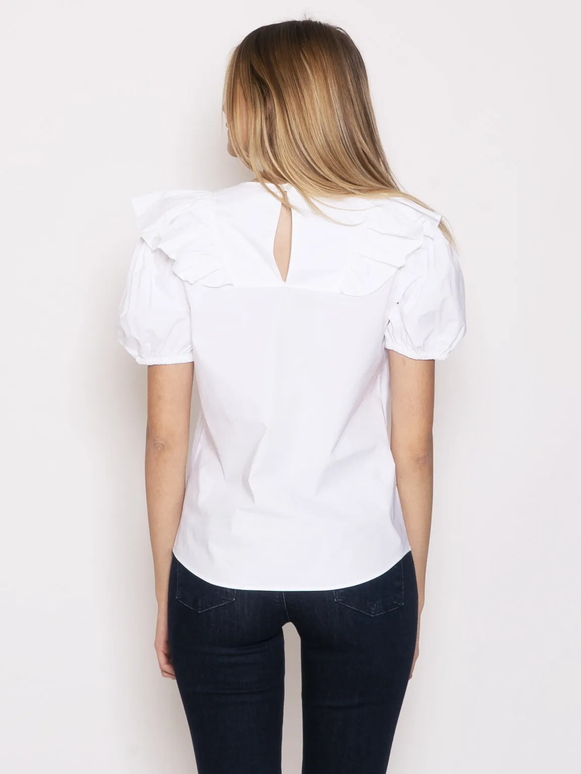 Blusa con Volant Spiedini Bianco