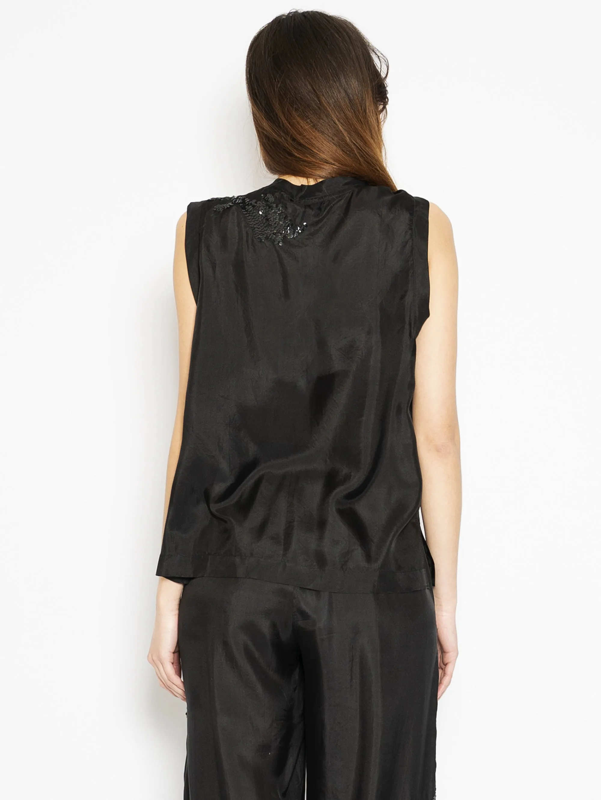 Blusa in Seta e Paillettes Nero