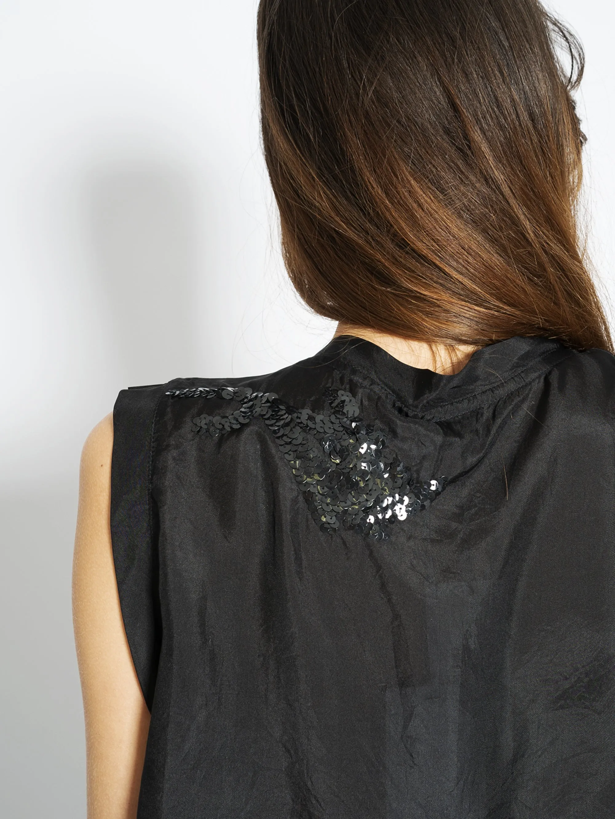 Blusa in Seta e Paillettes Nero