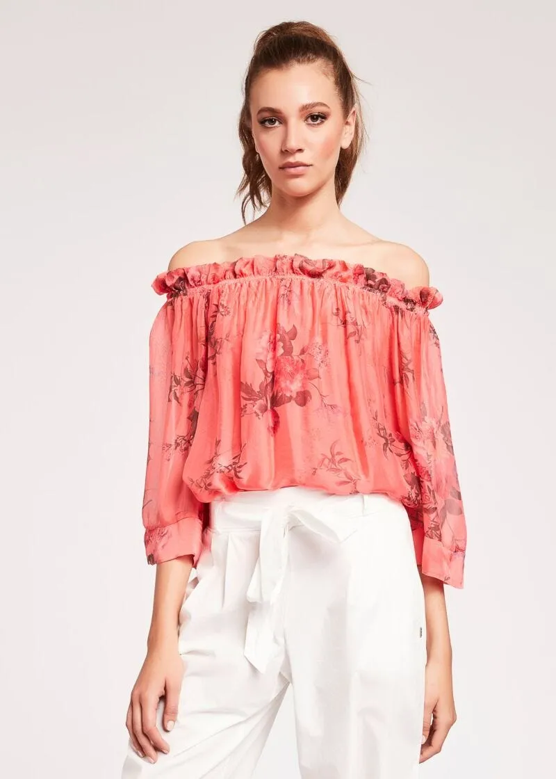 Blusa in seta floreale