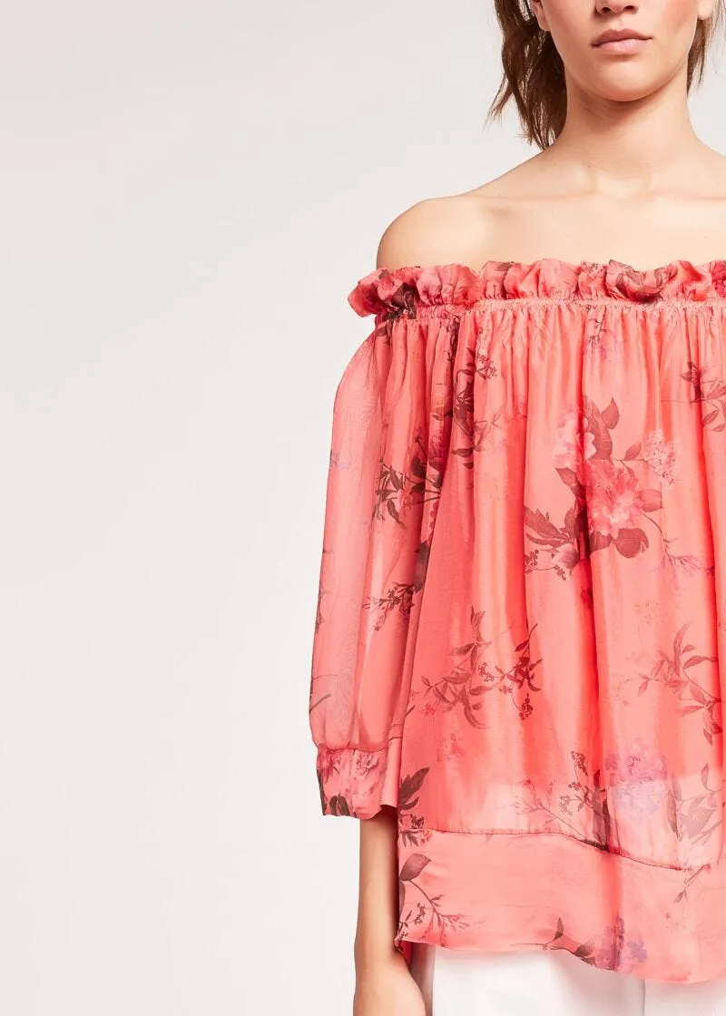 Blusa in seta floreale