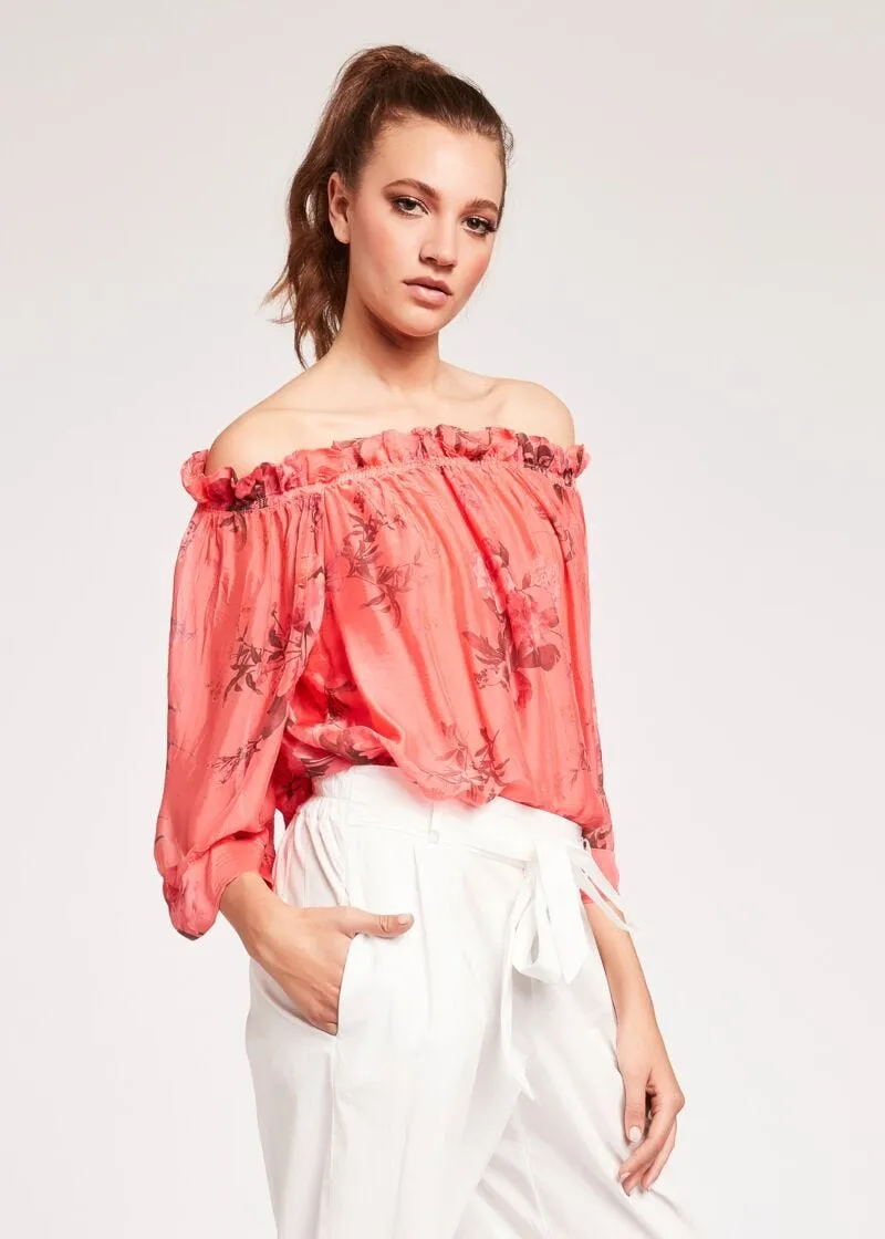 Blusa in seta floreale