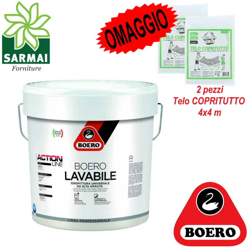 BOERO LAVABILE pittura extra bianca lavabile antiumidità per interni