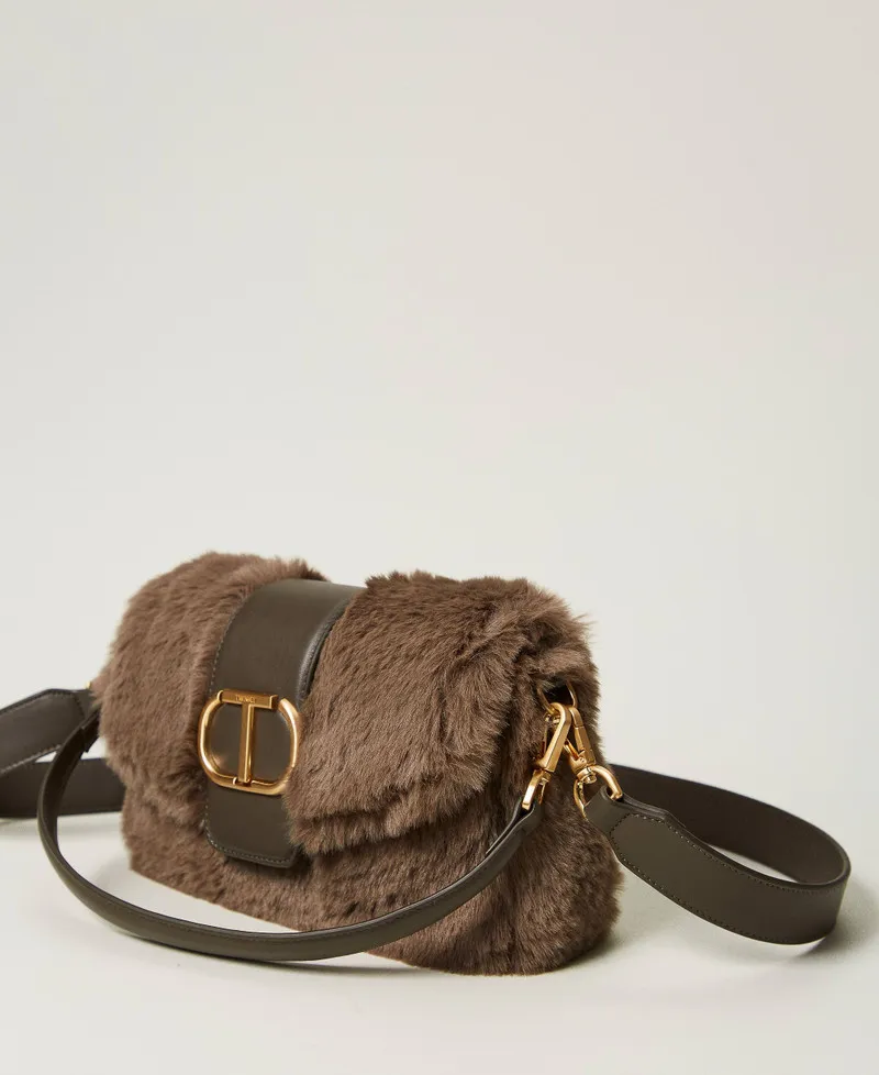 Borsa a tracolla 'Amie' media in faux fur