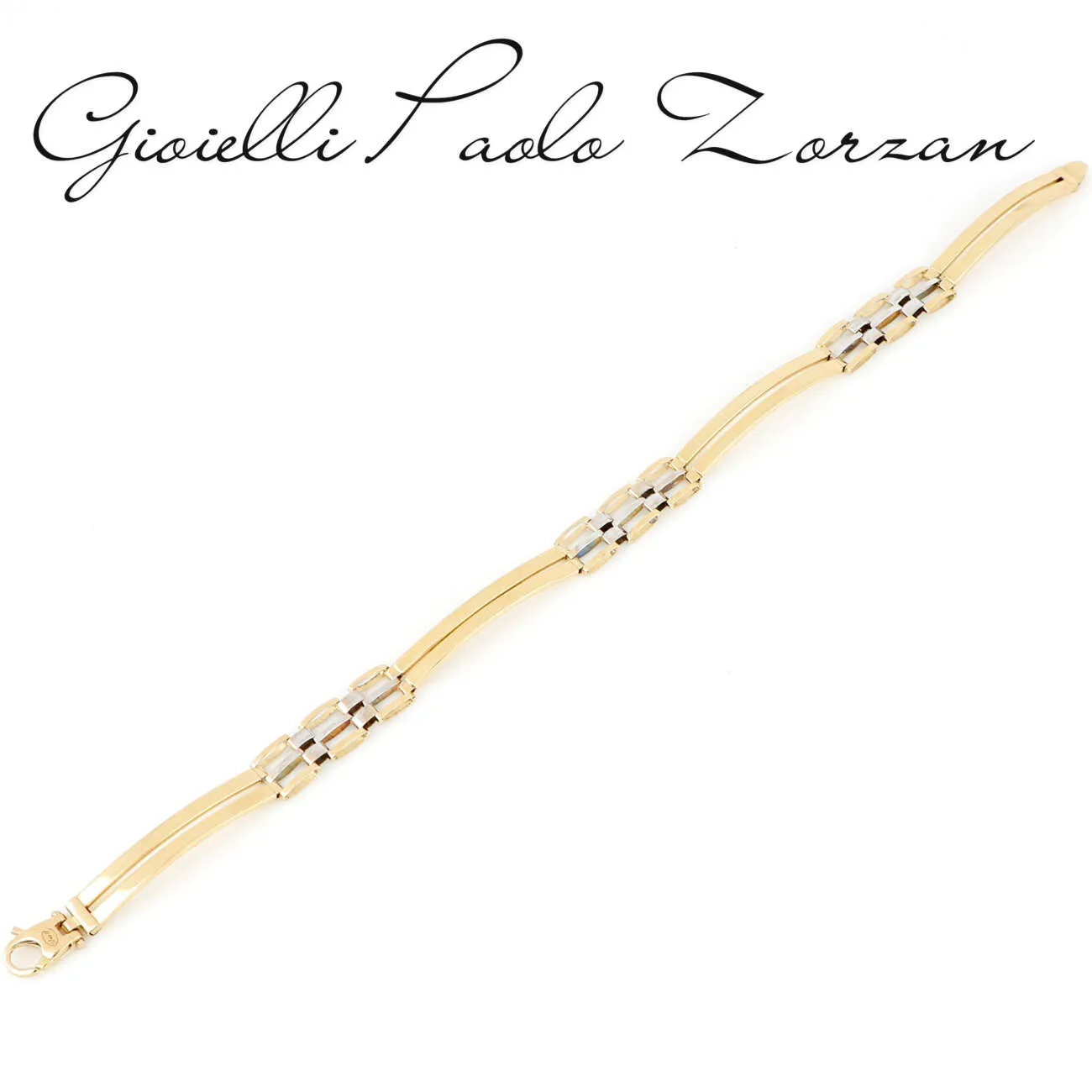 Bracciale da uomo in oro giallo e bianco 18 kt DZBRA1009
