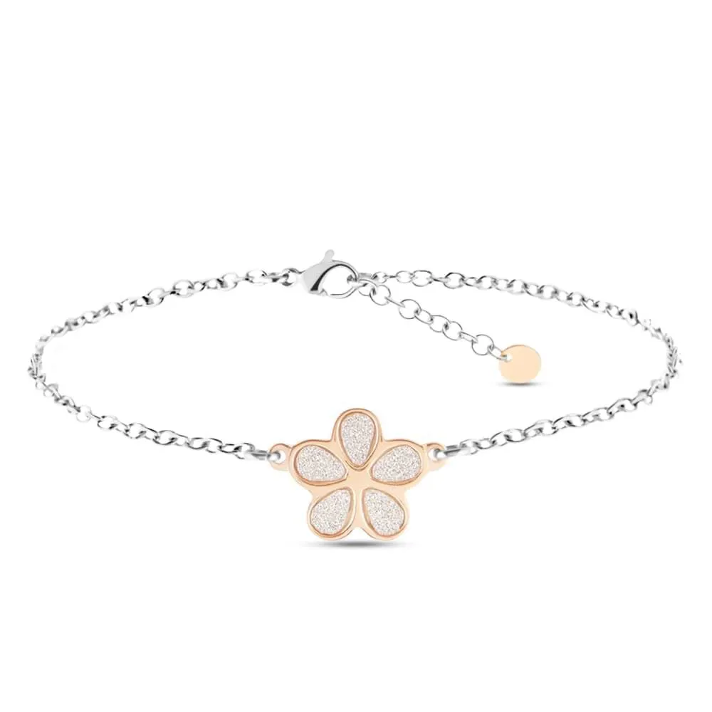 Bracciale Fiore Lady Shine Acciaio Bicolore Bianco / Rosa 17 + 3 cm 1629834