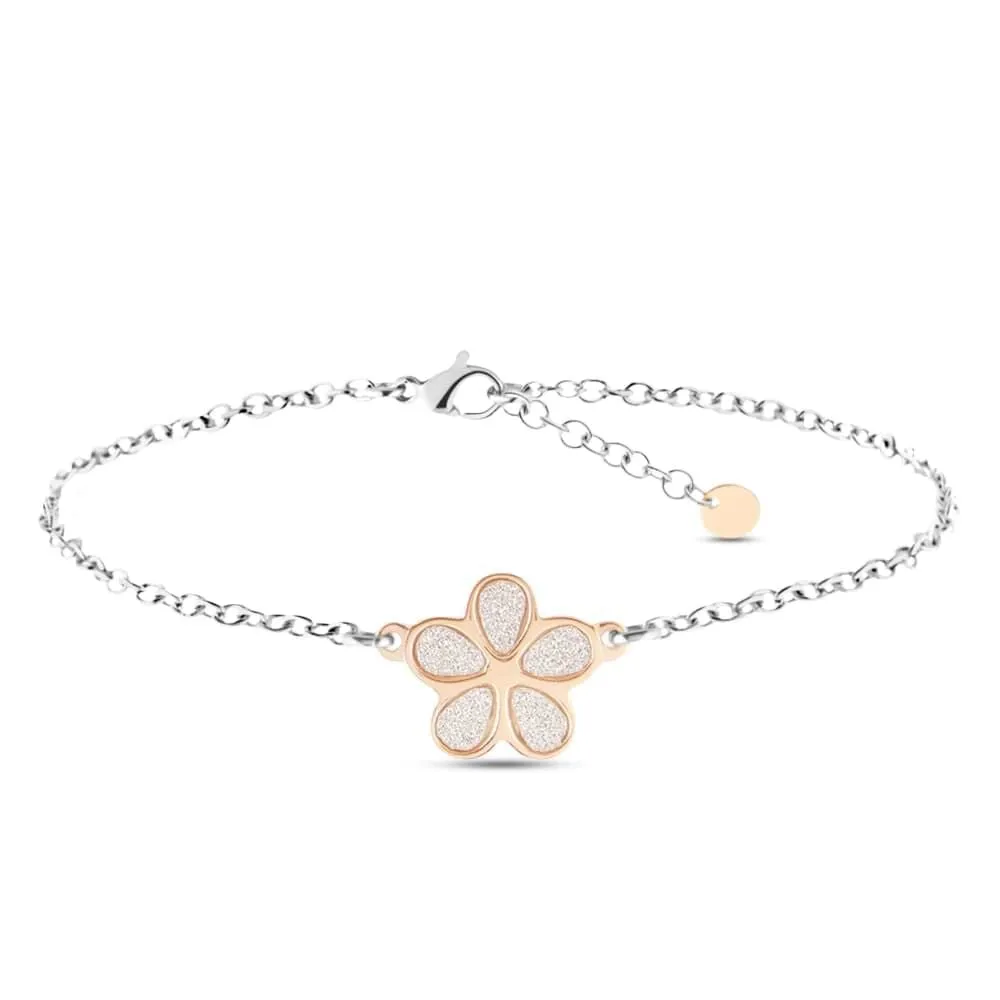 Bracciale Fiore Lady Shine Acciaio Bicolore Bianco / Rosa 17 + 3 cm 1629834