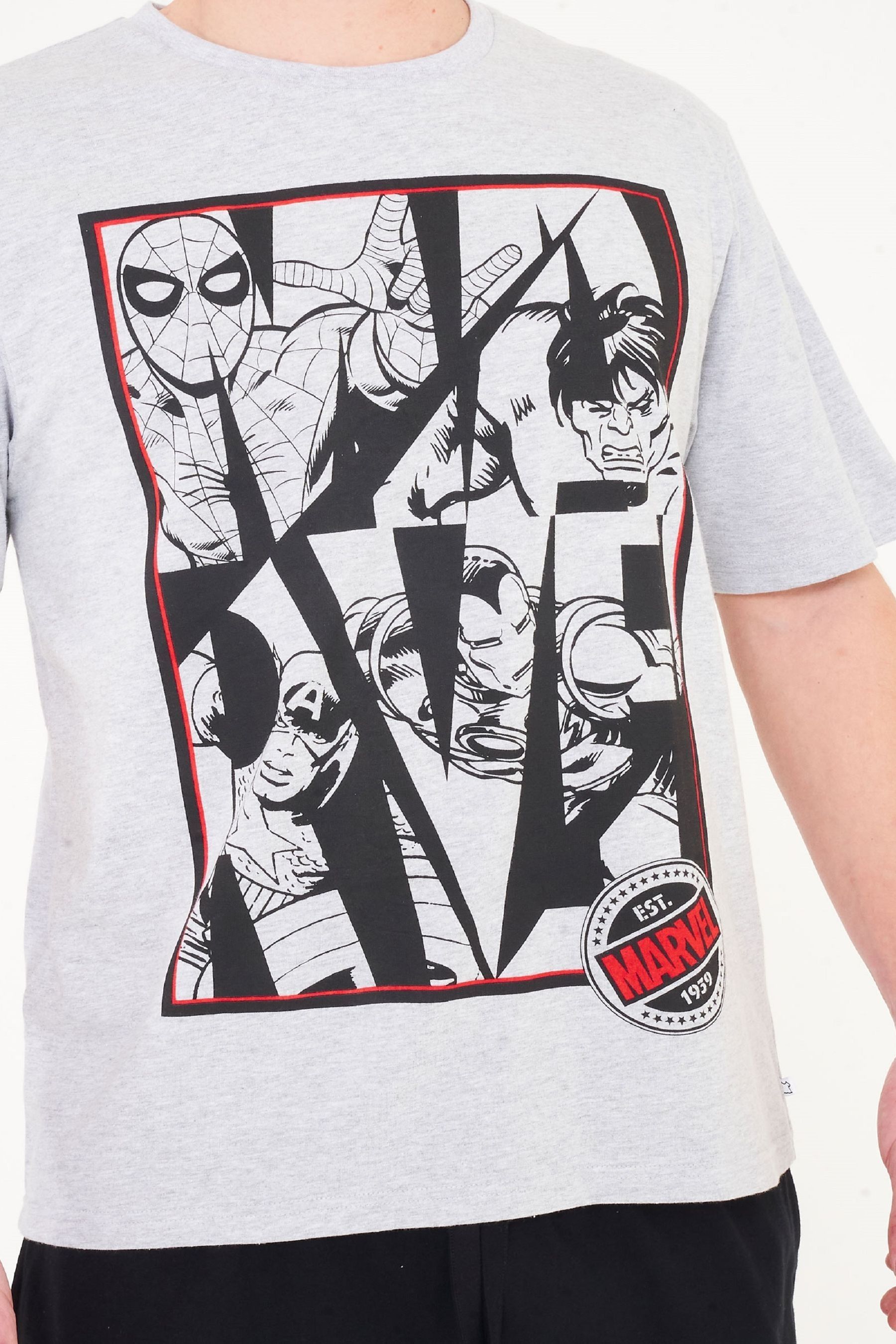 Brand Threads Marvel - Pigiama corto Uomo a fumetti
