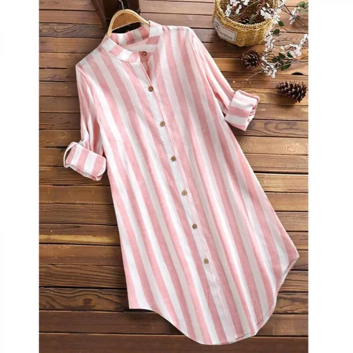 Camicetta da donna alla moda 2023 nuova primavera e autunno camicia casual lunga e confortevole a righe abbigliamento da donna a