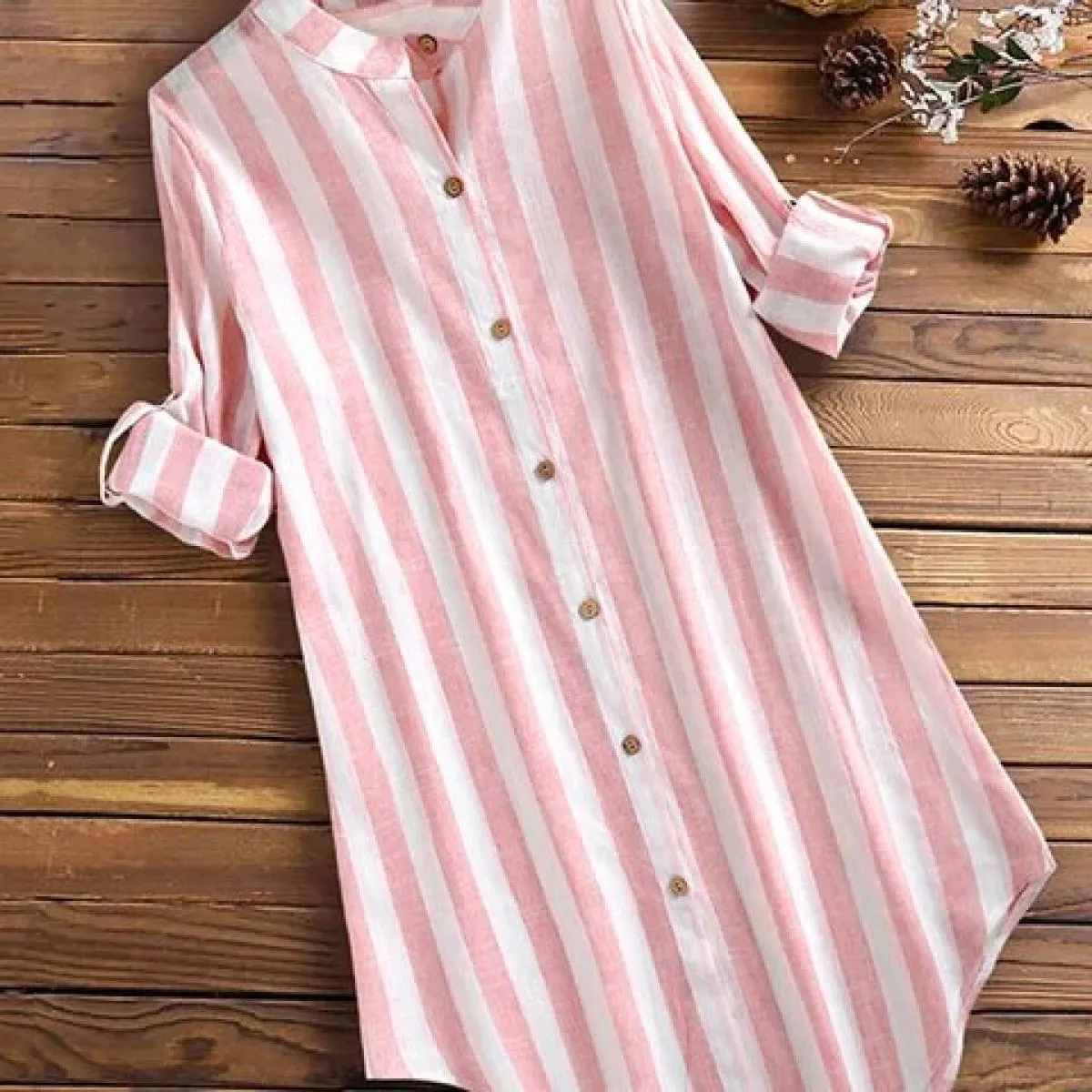 Camicetta da donna alla moda 2023 nuova primavera e autunno camicia casual lunga e confortevole a righe abbigliamento da donna a