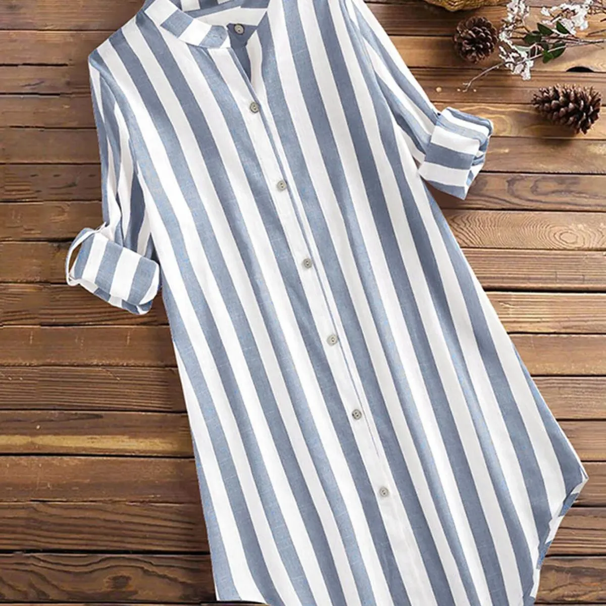 Camicetta da donna alla moda 2023 nuova primavera e autunno camicia casual lunga e confortevole a righe abbigliamento da donna a