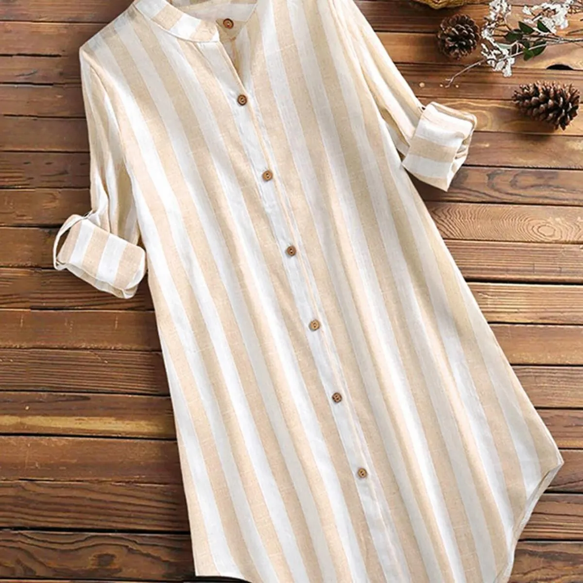 Camicetta da donna alla moda 2023 nuova primavera e autunno camicia casual lunga e confortevole a righe abbigliamento da donna a