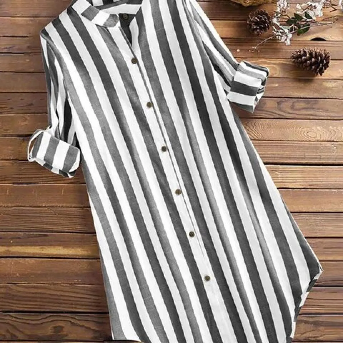 Camicetta da donna alla moda 2023 nuova primavera e autunno camicia casual lunga e confortevole a righe abbigliamento da donna a