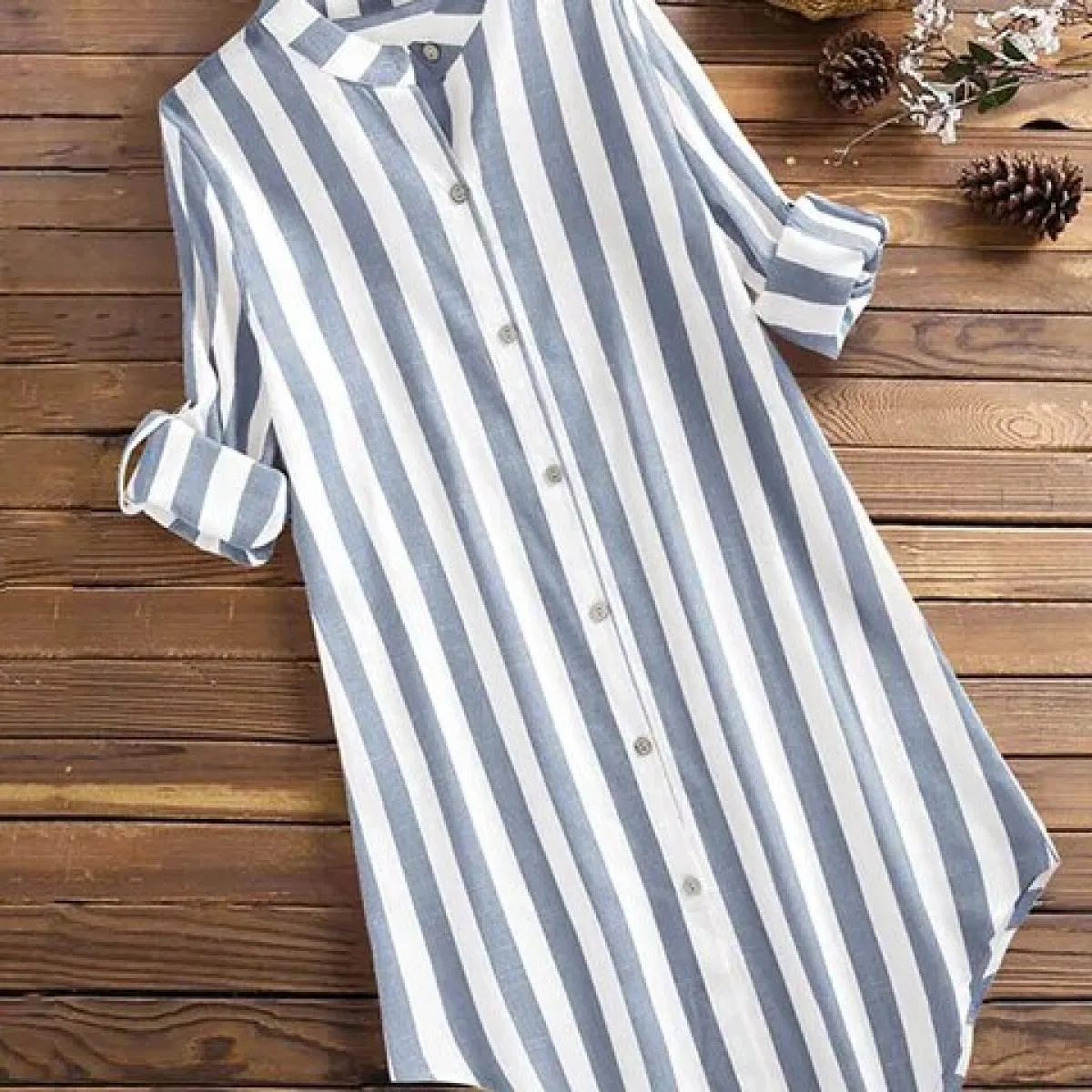 Camicetta da donna alla moda 2023 nuova primavera e autunno camicia casual lunga e confortevole a righe abbigliamento da donna a