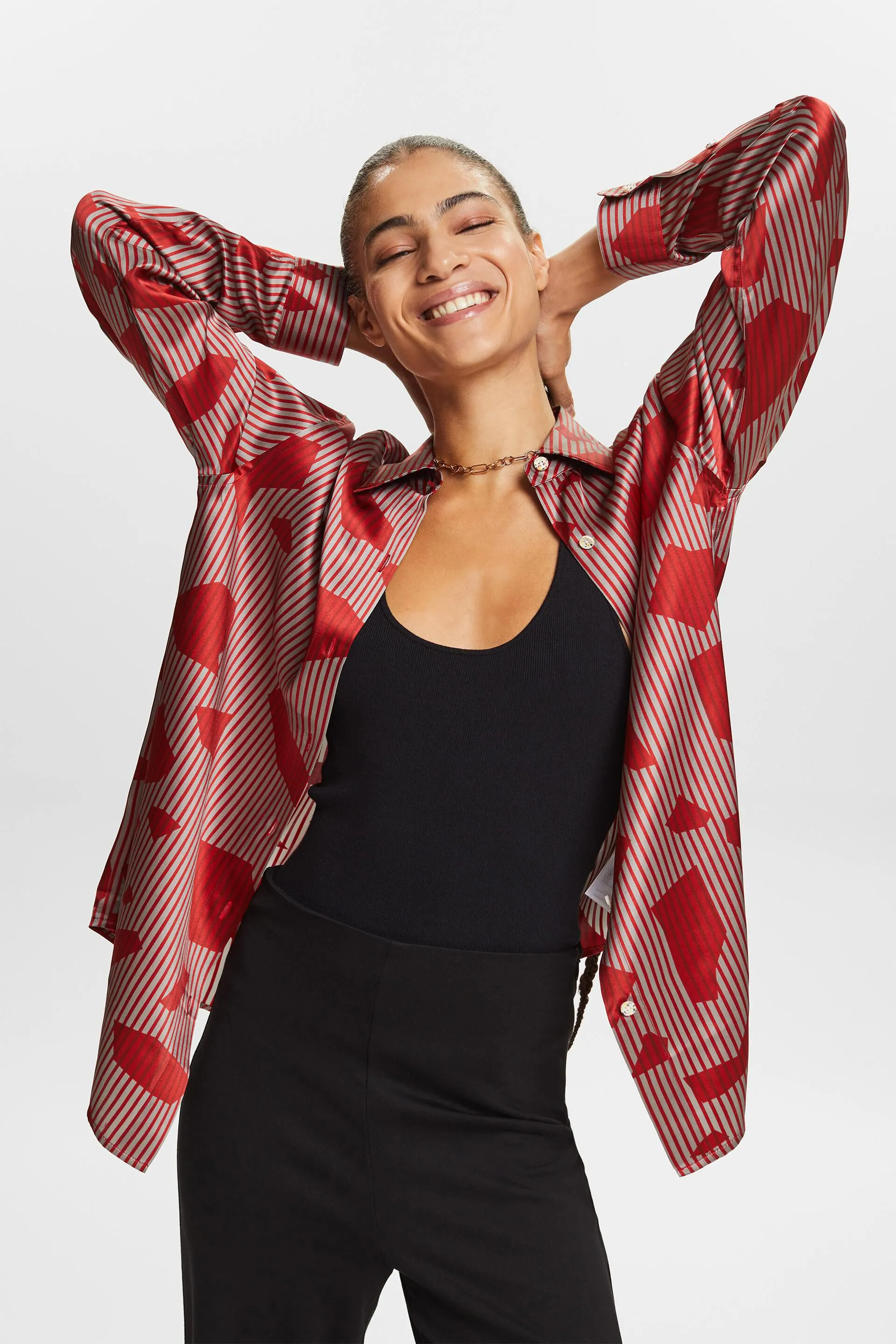 Camicia con bottoni in seta stampata